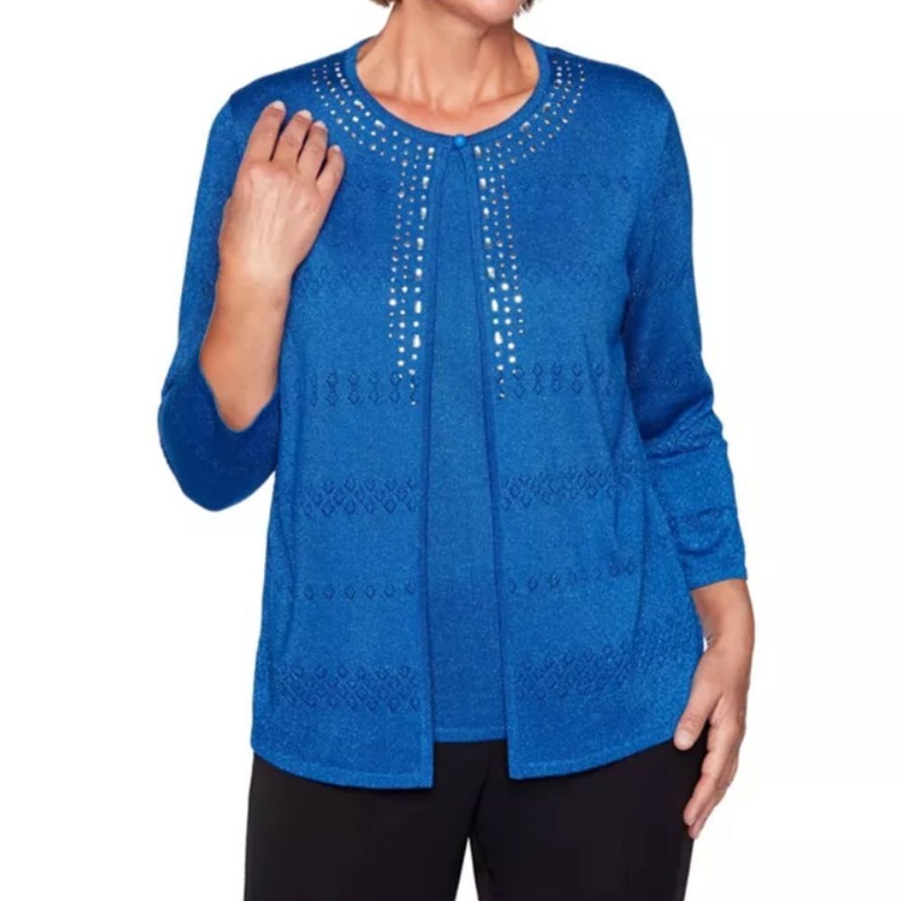 Alfred Dunner - Classic Royal Blue Cardigan sz CL